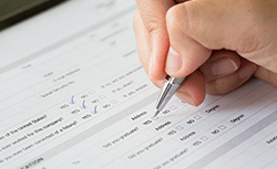 filling out form