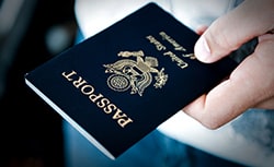 Handing out passport 